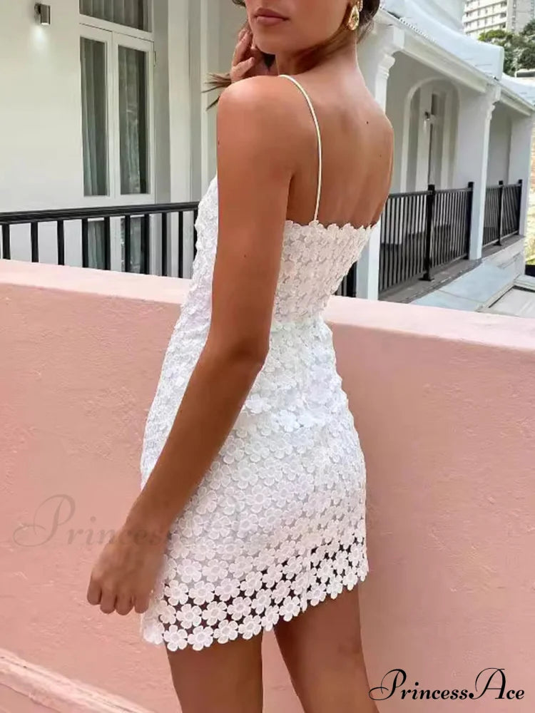 Summer Suspender Charming Lace Hollow Mini Dress