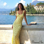 Summer Sleeveless Beach Floral Print Backless Slim Elegant Club Strap Party Bodycon Dress