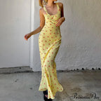 Summer Sleeveless Beach Floral Print Backless Slim Elegant Club Strap Party Bodycon Dress