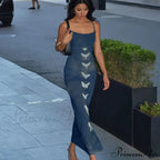 Summer Sleeveless Print Backless Slim Strap Long Elegant Club Party Bodycon Dress