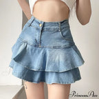 Summer Waist Slim Cute Mini Ruffle Skirt