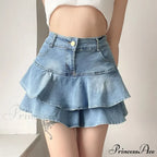 Summer Waist Slim Cute Mini Ruffle Skirt
