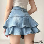 Summer Waist Slim Cute Mini Ruffle Skirt