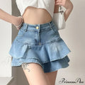 Summer Waist Slim Cute Mini Ruffle Skirt