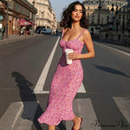 Suspender Split Mini Summer Spaghetti Strap Floral Dress