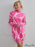 Sweater Gown With Mock Neck Contrast