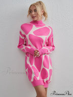 Sweater Gown With Mock Neck Contrast