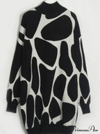 Sweater Gown With Mock Neck Contrast