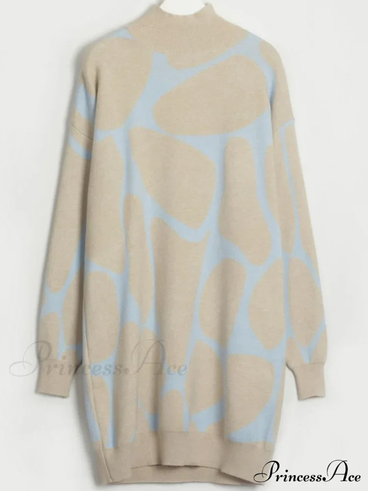 Sweater Gown With Mock Neck Contrast