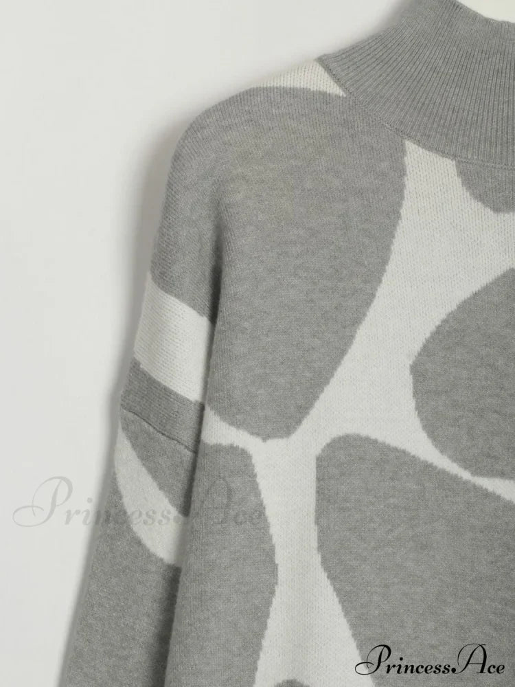 Sweater Gown With Mock Neck Contrast