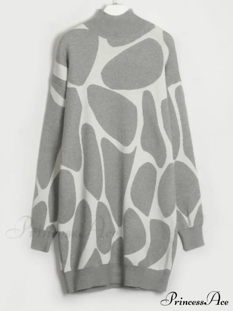 Sweater Gown With Mock Neck Contrast