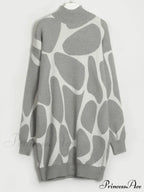 Sweater Gown With Mock Neck Contrast