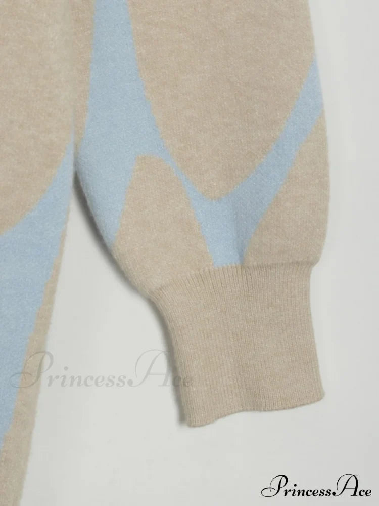 Sweater Gown With Mock Neck Contrast