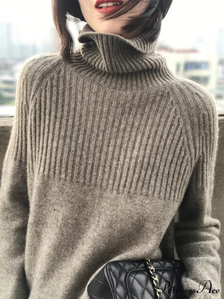 Sweater Autumn/Winter Solid Neckline Color Winter Loose Blouse Pullover High Jumpers