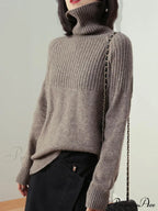 Sweater Autumn/Winter Solid Neckline Color Winter Loose Blouse Pullover High Jumpers