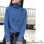 Sweater Autumn/Winter Solid Neckline Color Winter Loose Blouse Pullover High Jumpers
