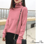 Sweater Autumn/Winter Solid Neckline Color Winter Loose Blouse Pullover High Jumpers