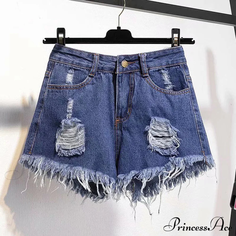 Tassel Detail Shorts Waist High And Denim With For Pockets Women