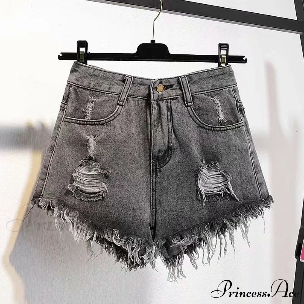 Tassel Detail Shorts Waist High And Denim With For Pockets Women