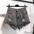 Tassel Detail Shorts Waist High And Denim With For Pockets Women