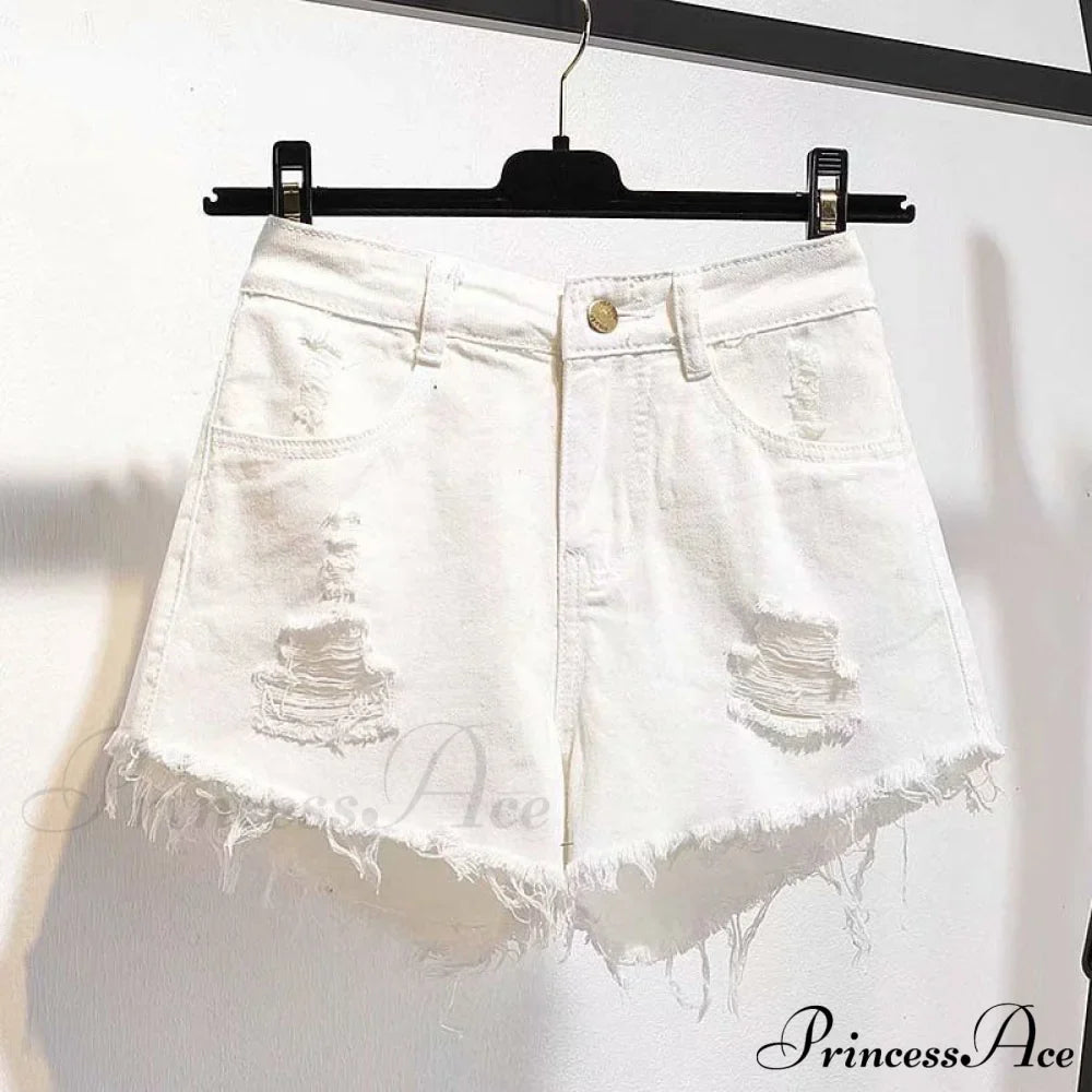 Tassel Detail Shorts Waist High And Denim With For Pockets Women