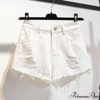 Tassel Detail Shorts Waist High And Denim With For Pockets Women