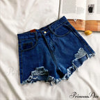 Tassel Detail Shorts Waist High And Denim With For Pockets Women