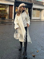 Tassel Turtleneck Irregular Button Overcoat