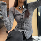 Thin Vintage Cozy Long Sleeve Elegant Single-Breasted Stylish Jumper Sweater