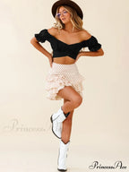 Tie-Back Top Crop Short-Sleeved Ruffle Oktoberfest