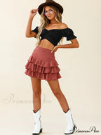 Tie-Back Top Crop Short-Sleeved Ruffle Oktoberfest