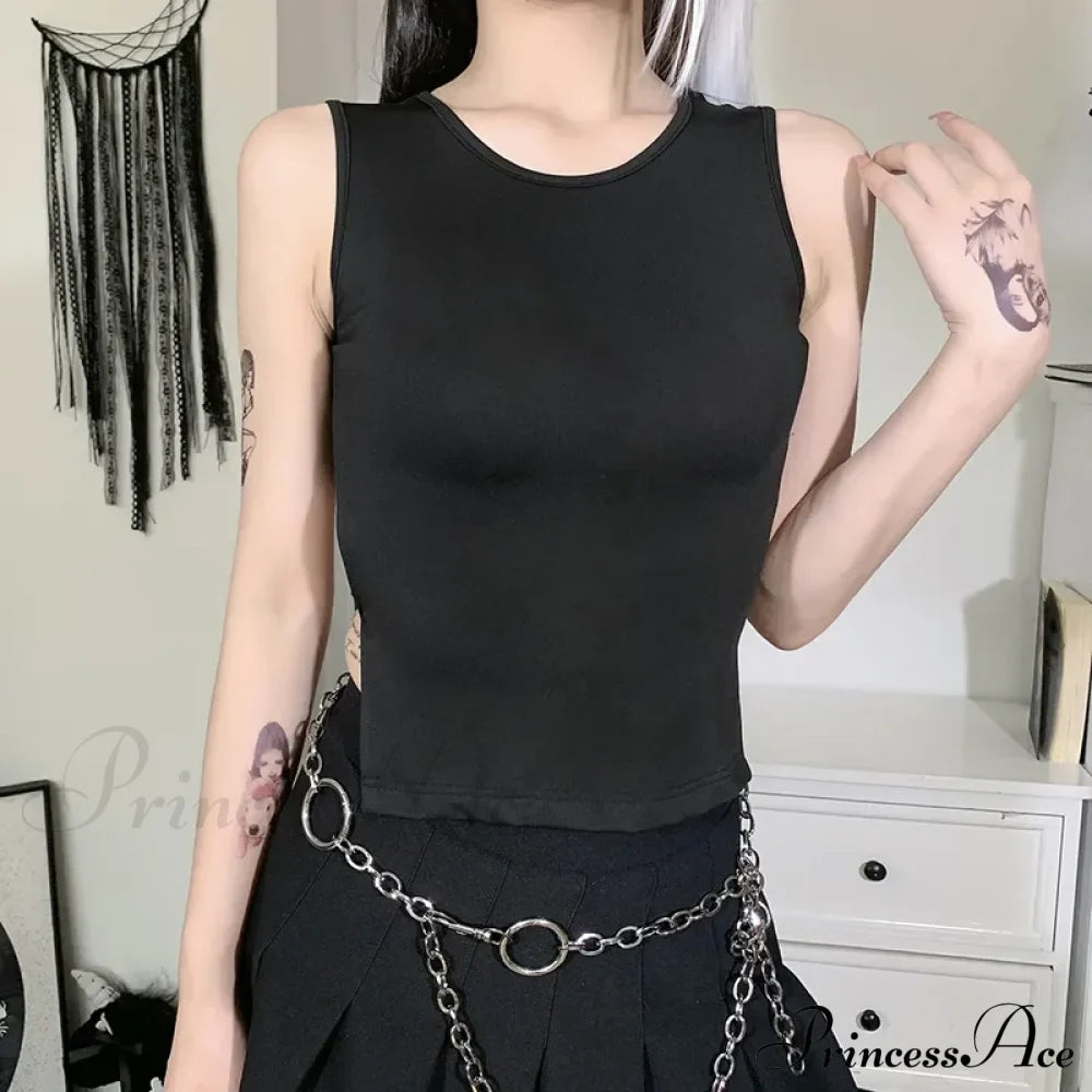 Tied Backless Solid Sleeveless Crop Summer Skinny Simple Trim Outfits Mock Neck Basic Tank Top