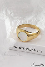Titanium Steel Natural Opal Closed Rings