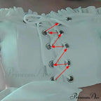 Top Sleeves Lace Ruffle Puff Tops Long Crop Vintage Arm Up Bandage Blouse Shoulder Black Off With White