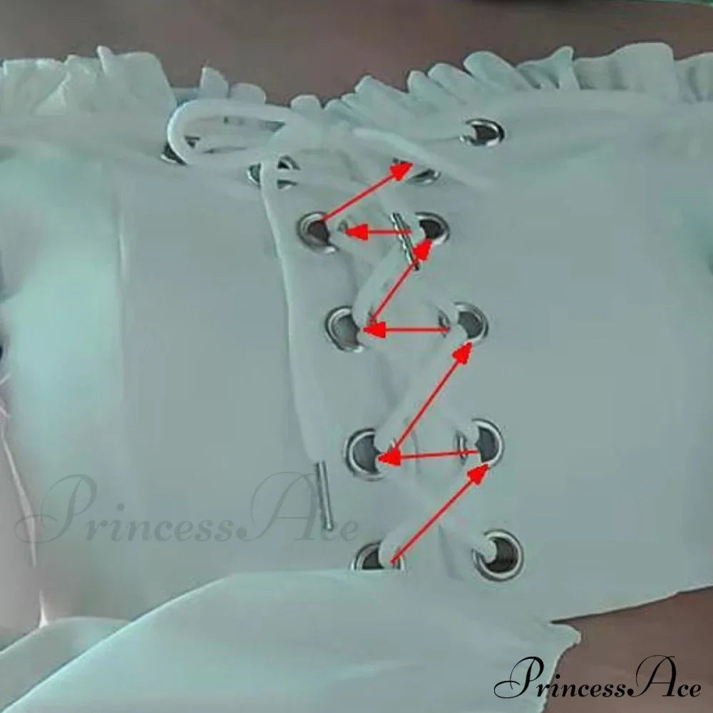 Top Sleeves Lace Ruffle Puff Tops Long Crop Vintage Arm Up Bandage Blouse Shoulder Black Off With White