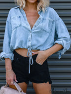 Top With Tie Denim Detail