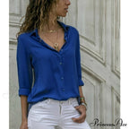 Tops Office Warm-Season Blouse Women V-Neck Casual Solid Shirts Chiffon Regular