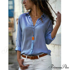Tops Office Warm-Season Blouse Women V-Neck Casual Solid Shirts Chiffon Regular