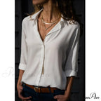 Tops Office Warm-Season Blouse Women V-Neck Casual Solid Shirts Chiffon Regular