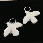 Tranquil Dove Ceramic Metal Circle Hoop Earring