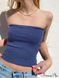 Tubes Women Skinny Summer Off Shoulder Blue Y2K 90S Sexi Crop Streetwear Tank Top