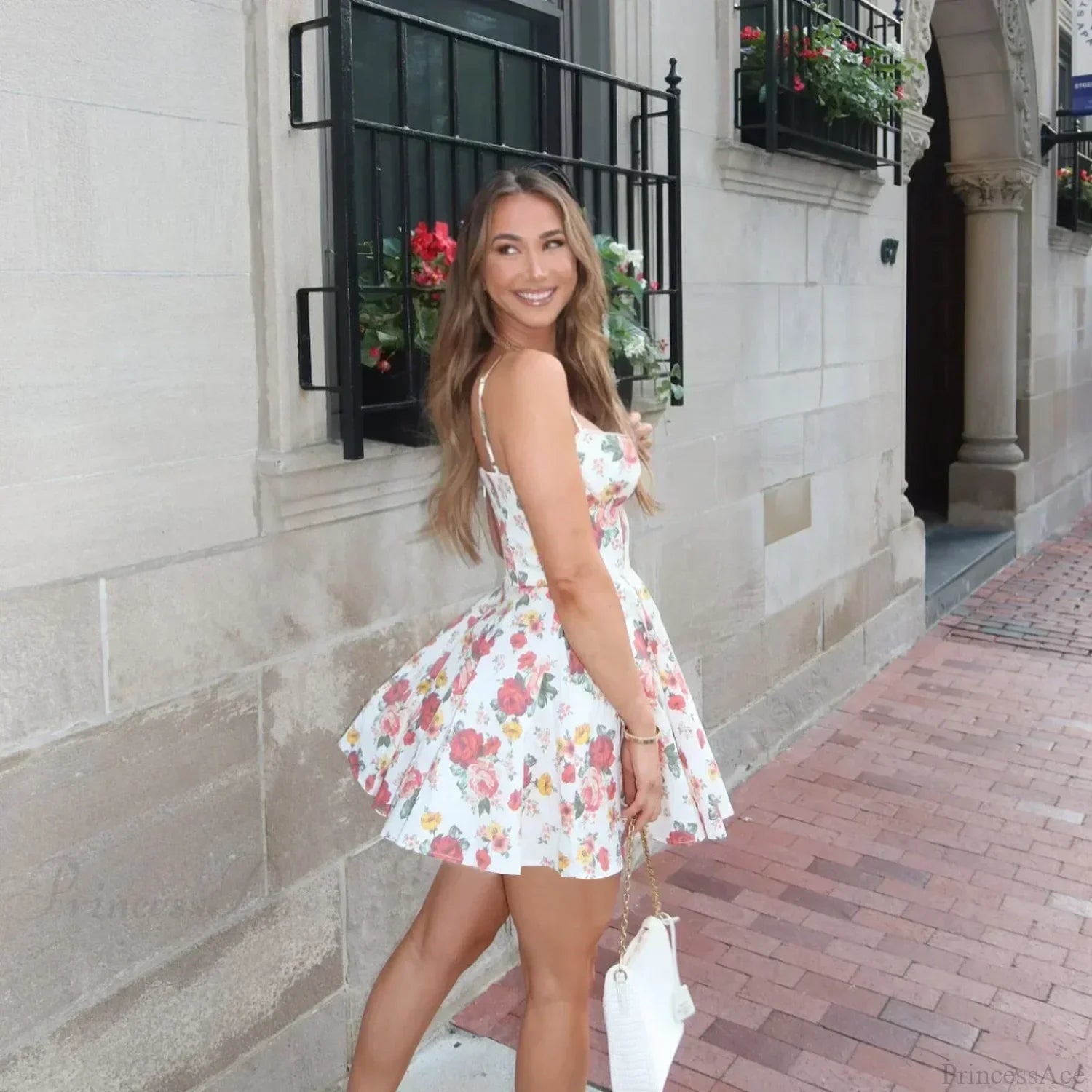 Tulle Skirt Floral Print A-Line Dress