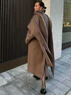 Turn-Down Collar Double-Breasted Overcoat