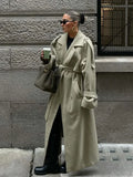 Turn-Down Collar Lace-Up Loose Overcoat