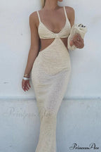 Twisted-Front Backless Knit Cami Dress With Cutout
