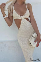 Twisted-Front Backless Knit Cami Dress With Cutout
