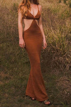 Twisted-Front Backless Knit Cami Dress With Cutout