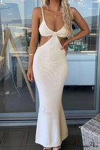 Twisted-Front Backless Knit Cami Dress With Cutout