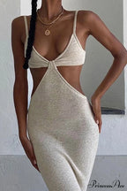 Twisted-Front Backless Knit Cami Dress With Cutout