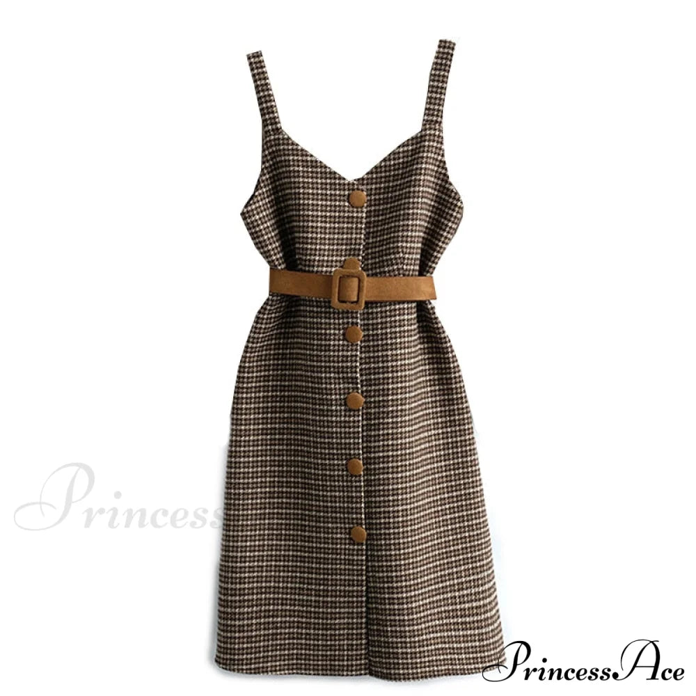 Two Winter Knee-Length Vestidos Autumn Plus Party Women Elegant Wool Piece Belt Gown Valentine'S For With Dresses Size S